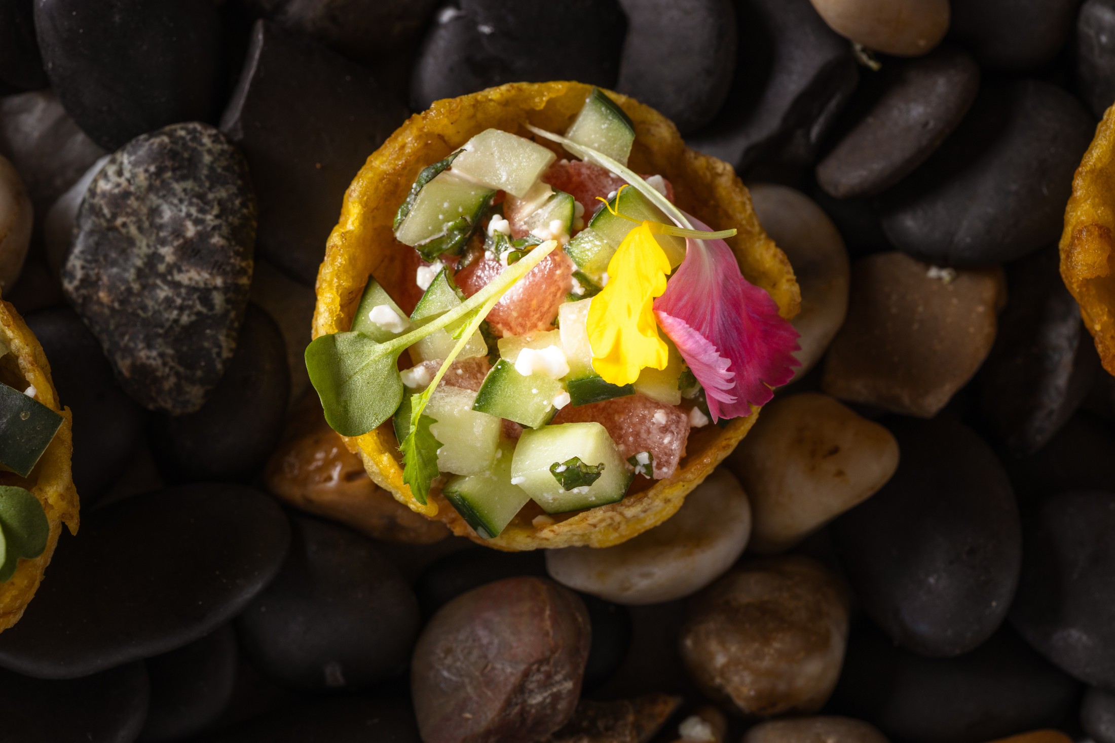 Coastal Glow — cured halibut ceviche bite