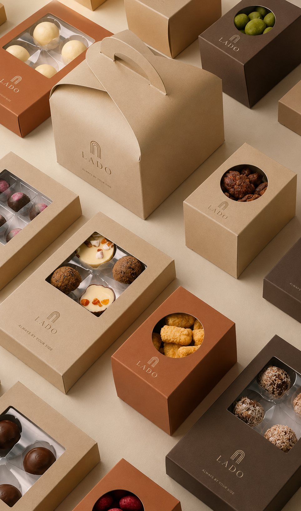 Lado-branded family style packaging